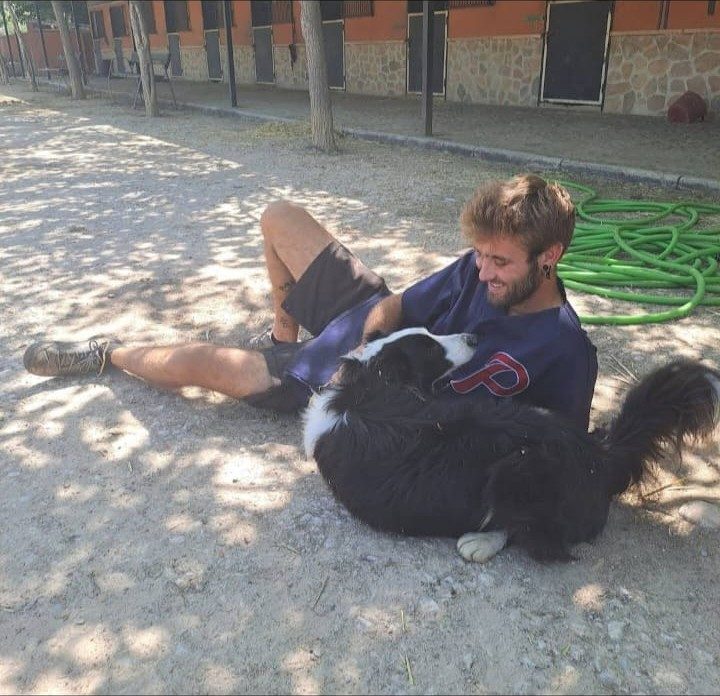 Momento de descanso con un perro en las instalaciones